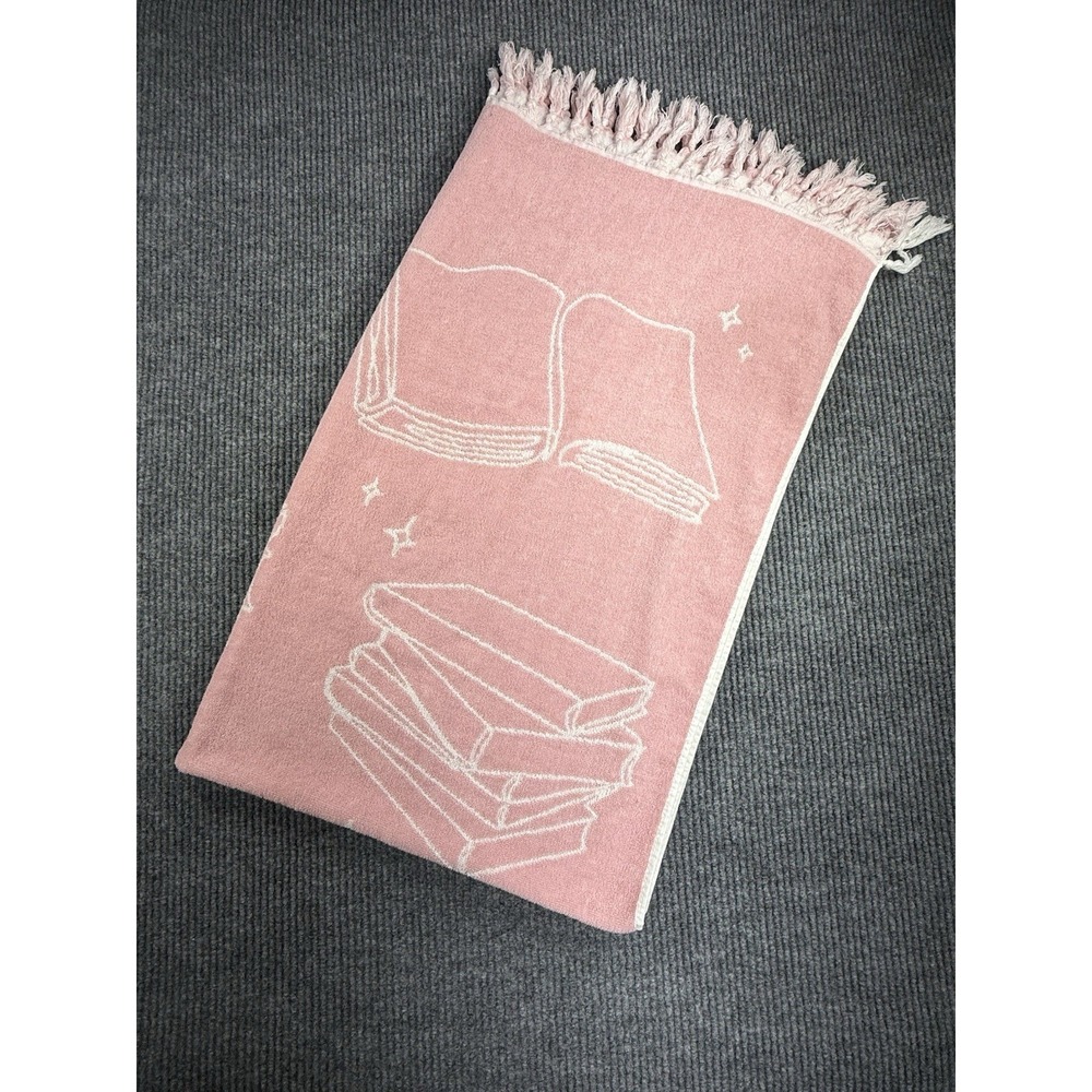 BOOK Themed Beach Towel Large 3 X 5 '  Fringe Laying Out Outdoor Reading Picnic